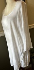 New J.Jill Pure Jill Womens XL Asymmetric Button Tunic White Pullover 3/4 Slv
