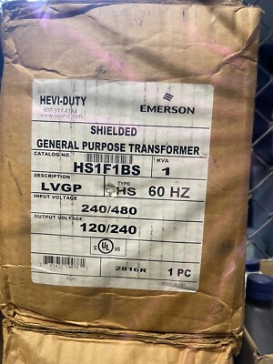 Emerson HS1F1BS Hevi-Duty 240/480V Pri 1kVa 120/240V Sec. 3R Transformer