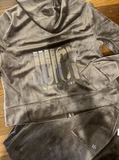 Juicy Couture LARGE Tan Brown Velour Tracksuit With Gold Set -Hoodie And Pants