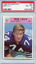 1966 Philadelphia Gum Football Bob Lilly #60 Dallas Cowboys PSA 8 NM-MT