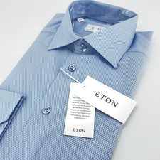 Eton Shirt Mens 15.5 39 Blue Slim Fit Dobby Dress Shirt 100 Cotton Luxury