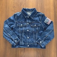 Polo Ralph Lauren American Flag Denim Trucker Jacket Kids 6 Blue Pockets Boys