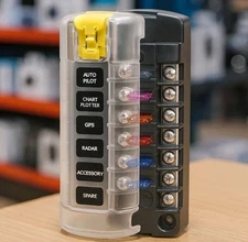 Blue Sea Systems 5032 ST Blade Fuse Block Dual 12 with Ground and Cover