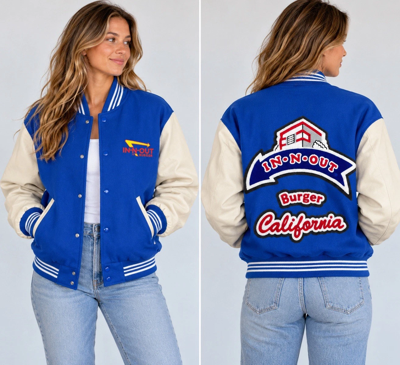 VINTAGE 1980s In-N-Out Burger California Varsity Letterman’s Jacket Embroidered  image 2