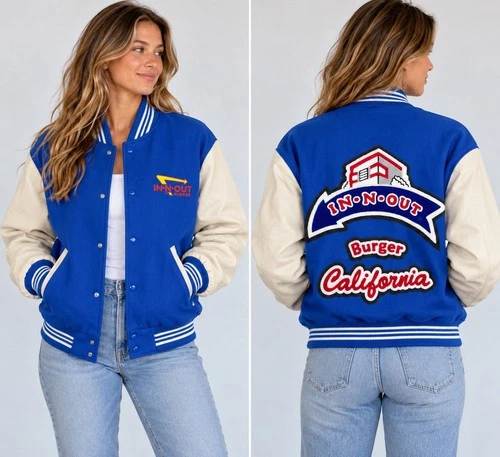 VINTAGE 1980s In-N-Out Burger California Varsity Letterman’s Jacket Embroidered  image 2