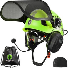 Forst Kettensäge Schutzhelm mit Bluetooth Gehörschützer Baumpfleger Helm Hart...