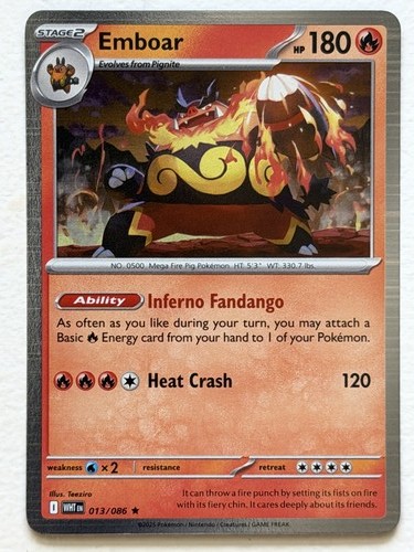 Emboar 13/86 White Flare Rare Holo Near Mint Pokemon