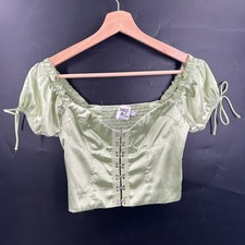 Princess Polly green satin corset style top fairycore cottage core Romantic 2