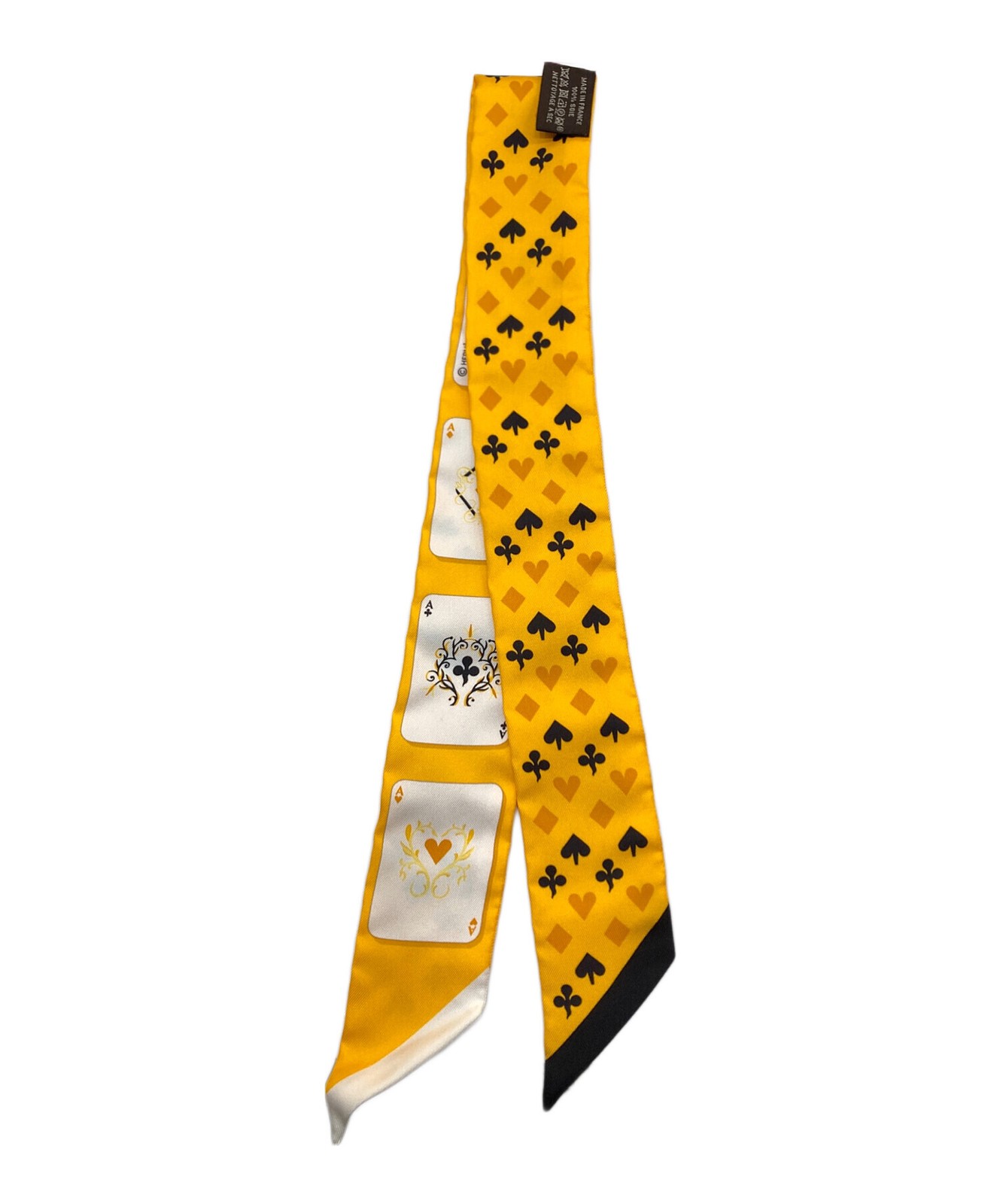 Hermes Scarf Silk Yellow Playing Cards Motif Box Included From Japan thumbnail 16
