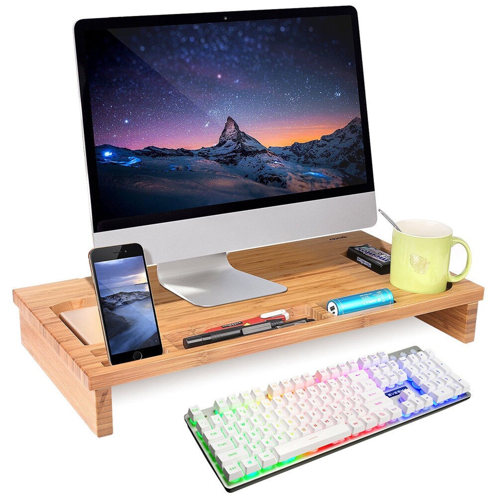 Stand Rialzo Monitor Pc TV Computer Portatile Con Organizer Scrivania 60x30x8 cm