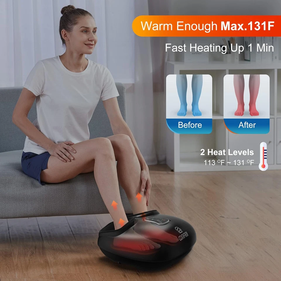 Comfier Shiatsu Masajeador Eléctrico De Pies Con Calor, Vibración, Rodillos Y Co - Imagen 3 de 4