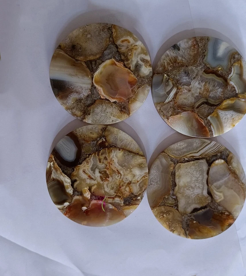 Juego de posavasos de ágata natural - Platos con soporte de vidrio para cocina y decoración de mesa Foto 4 de 4