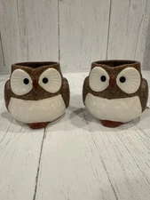 Mino ware Japanese pottery owl mug/ Set Of Two With Tags, No Box