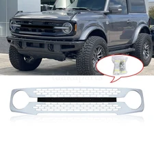 Front Grille Grill Gloss White Bumper Modified Mesh For 2021 2022 Ford Bronco