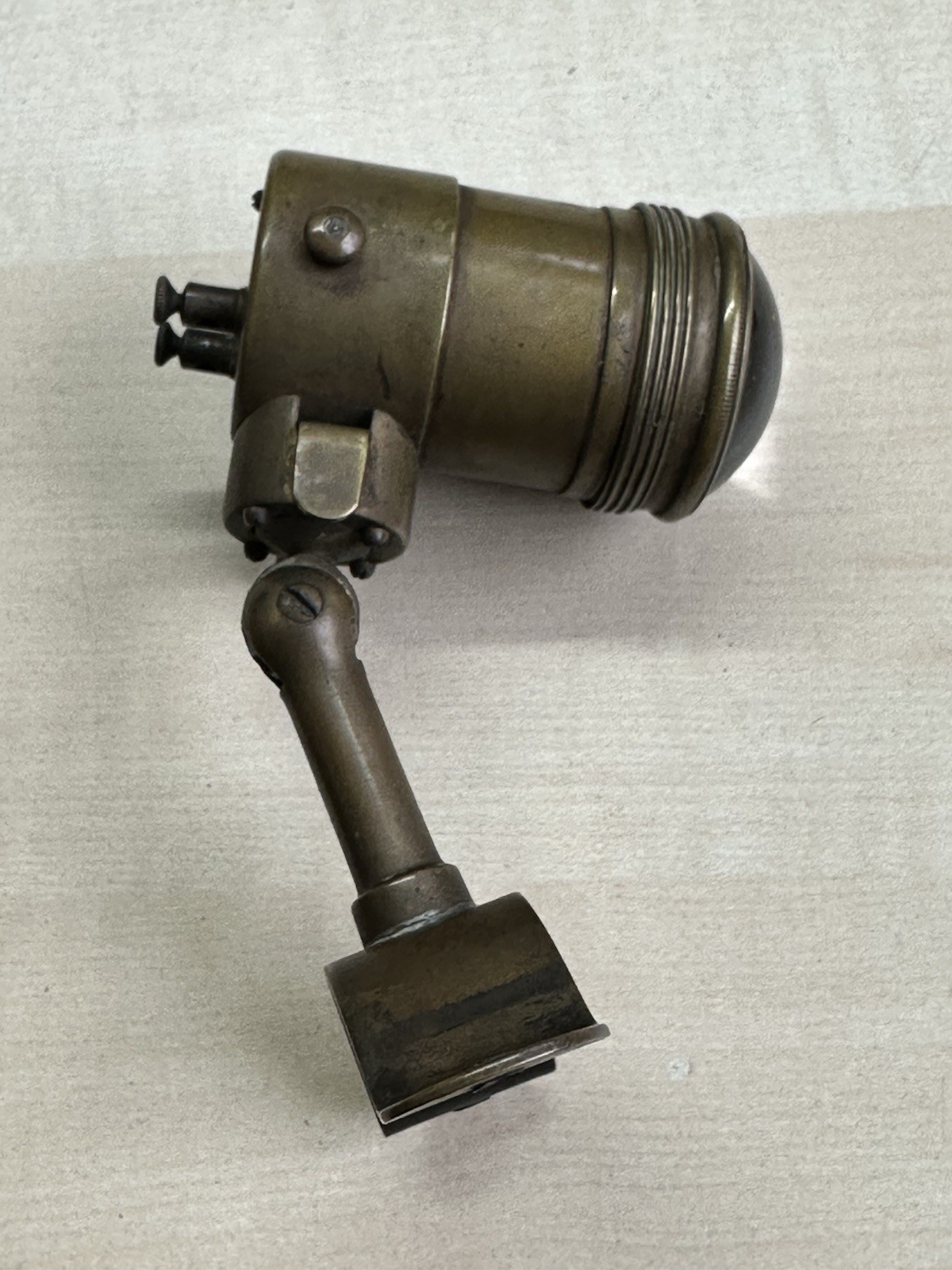 Antique Brass Industrial Inspection Magnifier Lamp – Bullseye Lens c1900