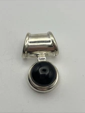 VTG Sterling Silver Slide Pendant W/ Oynx 