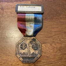 1937 Knights of Columbus 43th Annual Convention Springfield MA Medal w Ribbon