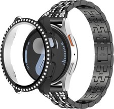 Bling Metal Jewelry Strap Protective Rhinestone Case for Galaxy Watch 7 40mm 4