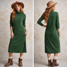 Free People Spruced Up Turtleneck Maxi Dress Forest Green | Size M | NWT