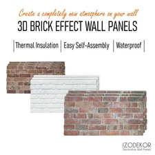 IZODEKOR 3D Wall Panels Brick Effect - Cladding, Stone Look, Styrofoam Facing