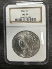 1923 NGC MS 64 Peace Silver Dollar United States of America $1 Coin -D43