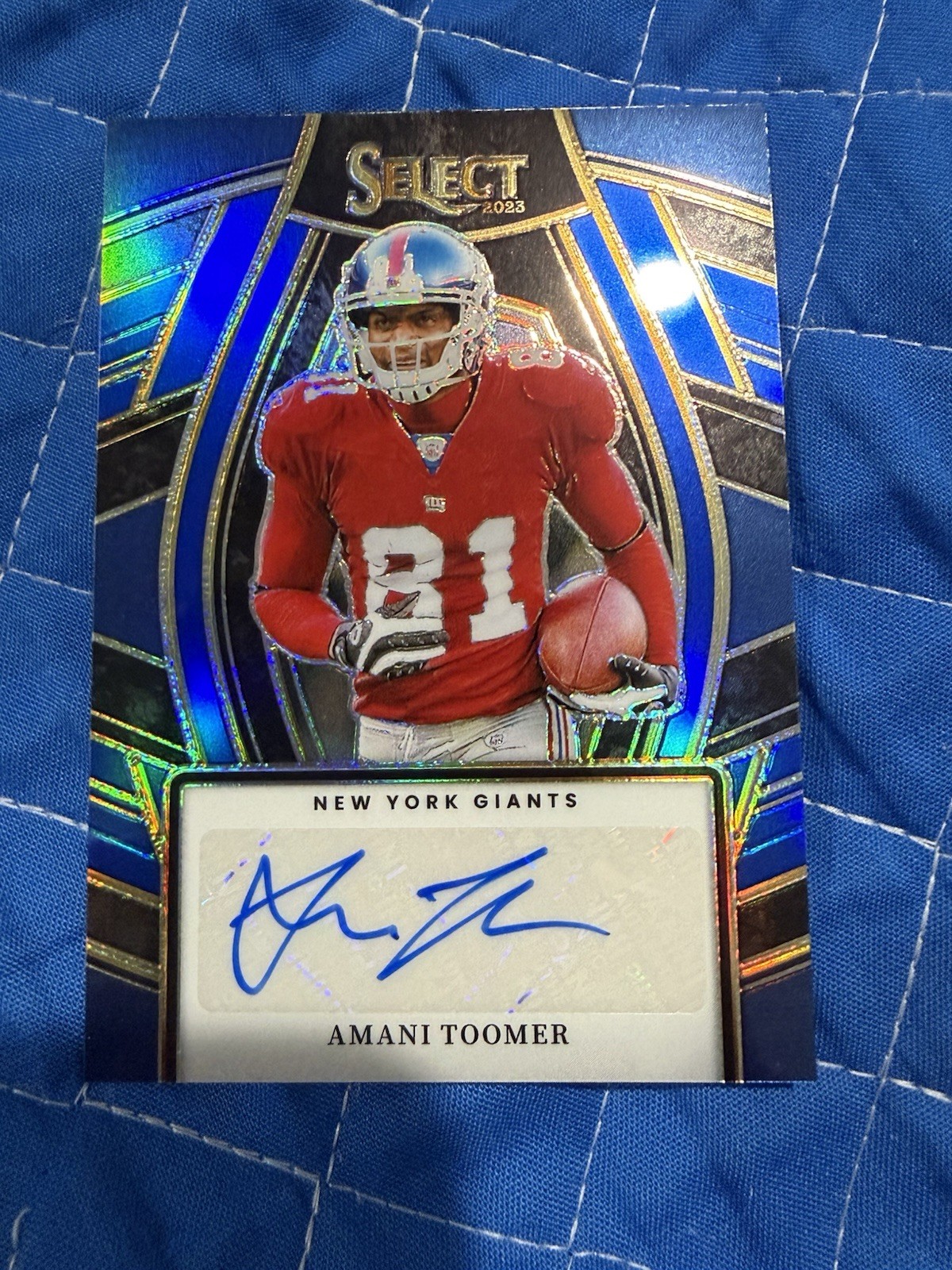 2023 Panini Select  Select Signatures Amani Toomer #SELS-ATO Blue Prizm /99 (AU)