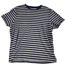 men's L blue and gray stripe J.Crew Mercantile Henley excellent condition 