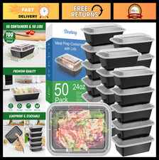 50 Pack 24 oz Meal Prep Containers - Reusable Food Storage with Lids, BPA-Free