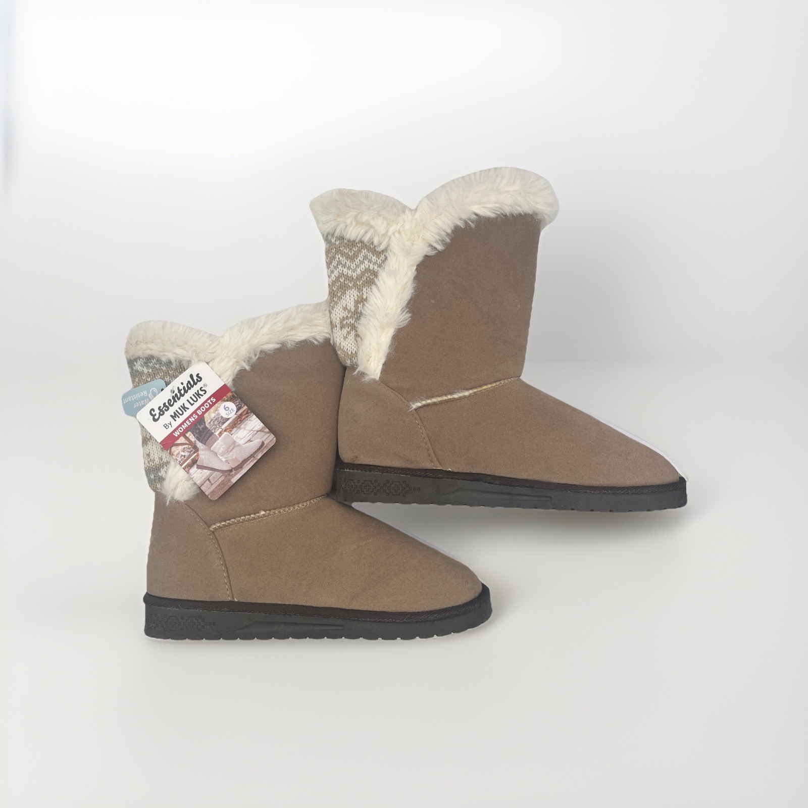 Essentials by Muk Luks Womens Carey Wrap Boots Brown 6 M US Winter Faux Fur