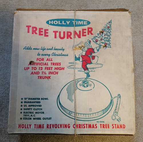 Holly Time Revolving Christmas Glitter Tree Turner Stand In Original Box