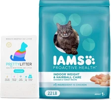Bundle: Iams ProActive Health Indoor Weight & Hairball Care Dry Food, 22-lb bag