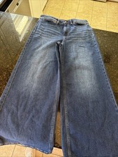 American Eagle Mariner Super Wide Leg Womens Jeans Sz 14R Dark Wash Denim