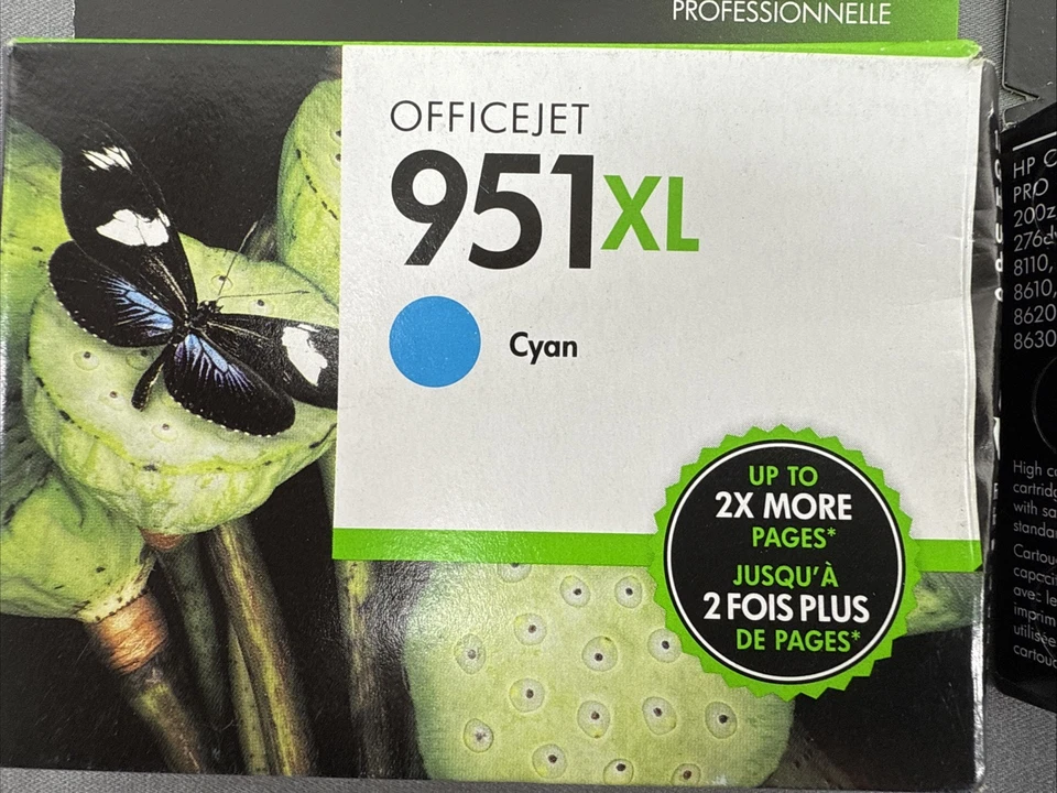 Set of 2 HP 951XL Color Ink Cartridges Cyan Yellow OEM Exp 2018 + Opened Magenta - Image 2 of 4