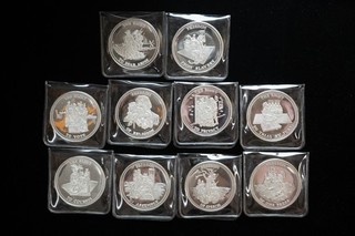 Lotto di 10 giri di libertà e diritti Johnson Matthey 1 oncia .999 tondi argento!