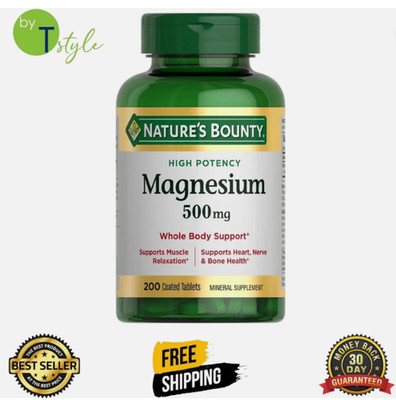 Nature's Bounty Magnesium Supplements 500mg Tablets - 200count