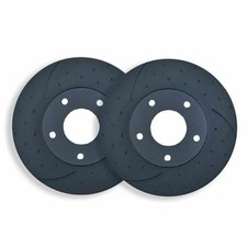 DIMPLED & SLOTTED FRONT DISC BRAKE ROTORS FOR VOLKSWAGEN GOLF MK6 GTI 155KW 09-1