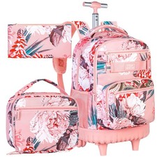 3Pcs Rolling Backpack for Girls Women, 19 Inche Adults Roller Bag with Wheels...