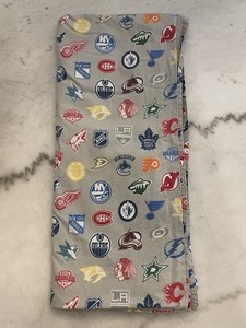 Pottery Barn Teen NHL Hockey Team Logos Gray FULL Flat Sheet