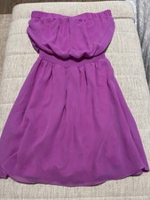 Express Purple Strapless Chiffon Short Dress Lined Polyester Size S