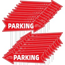 20 PCS 16x5" Directional Parking Signs with Arrows Stakes for Events Red