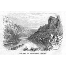 View on the Elbe Between Dresden and Prague - Antique Print 1853