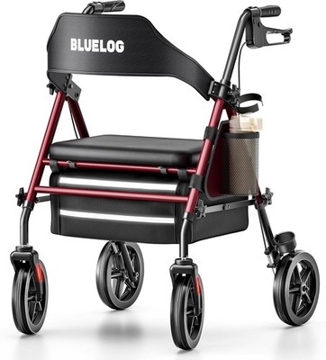 Walkers for Seniors Rollator Walkers with Seat, 350lb Capacity with Cup Holder &