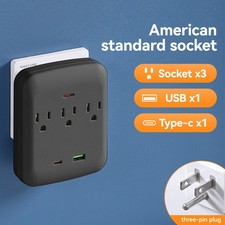 Wall Outlet Surge Protector Adapter, 3 AC Outlets with USB A Type C Extender