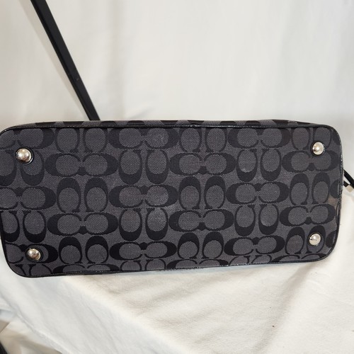 Coach Signature Python Print Stripe Tote Bag Purse Black Navy F25706 EUC - Picture 7 of 20