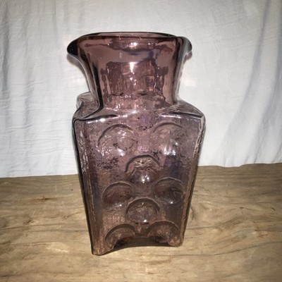 Vtg MCM Blenko Amethyst Glass Joel Myer Pinwheel Double Spout Pitcher