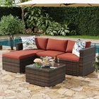 5-Piece Outdoor Sectional Sofa Set PE Rattan Patio Furniture with Ottoman Table