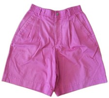 Vintage 90s High Waist Shorts Pink Cotton Liz Claiborne Size 6 Pleated Front