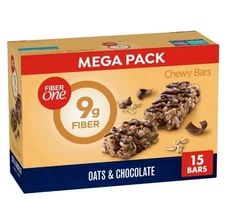 Fiber One Chewy Bars, Oats & Chocolate, Fiber Snacks, Mega Pack, 15 ct