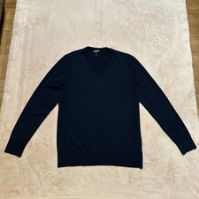 Express Merino Wool Blend Sweater Men  s M Navy Blue V-Neck Pullover