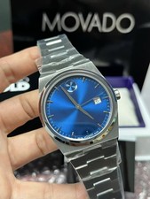 Movado BOLD Quest Blue Sunray Dial with index Stainless steel 40mm Watch 3601221